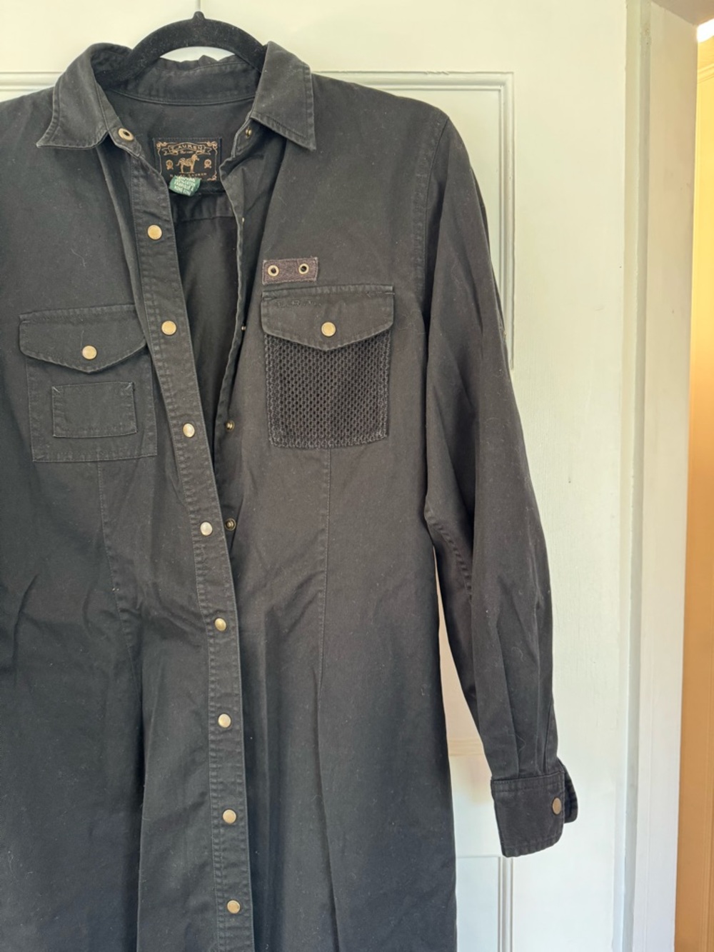 Black Long Button-Front Shirt Dress - Women's - Picture 2 of 6